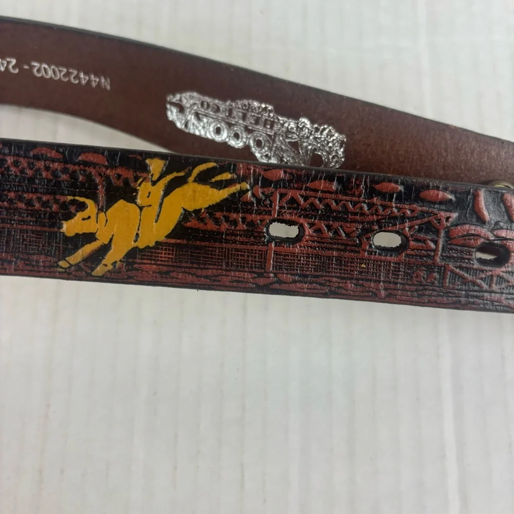 Nocona Boys Western Style Belt- Tooled Leather-EUC